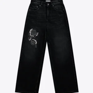 Heart Cutout Jeans - Black